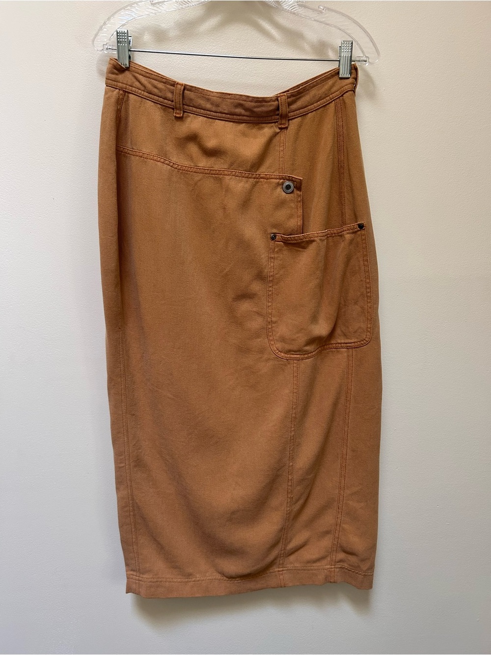 Tru Supply ~ Vintage 90s Matte Cotton Utility Midi Skirt size S/M ~30” waistband